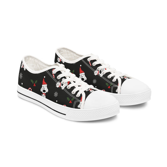 Women's Low Top Sneakers Christmas Holiday Dog Design