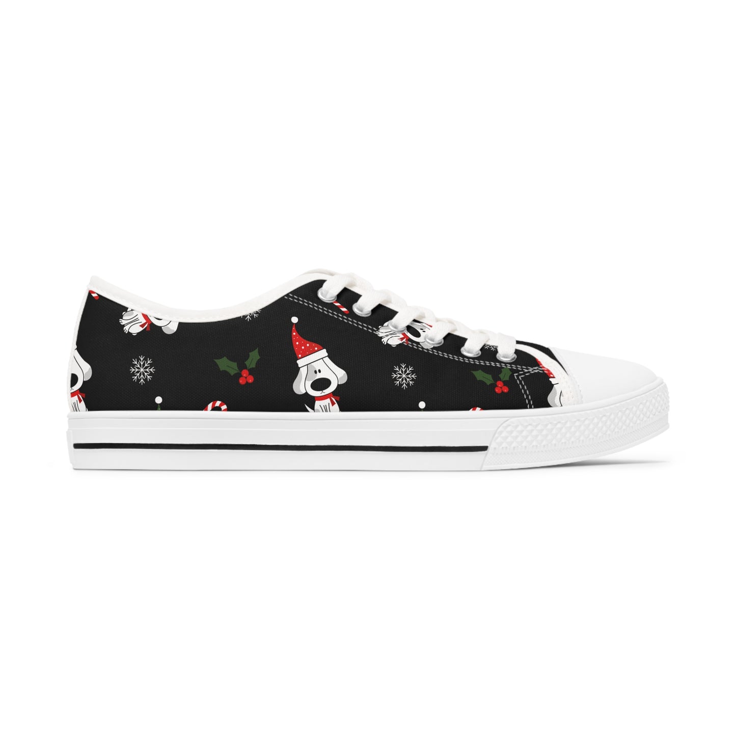 Women's Low Top Sneakers Christmas Holiday Dog Design