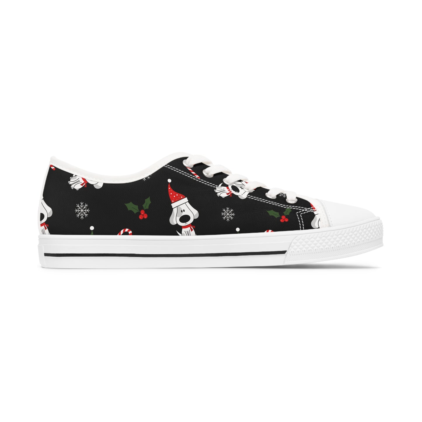 Women's Low Top Sneakers Christmas Holiday Dog Design