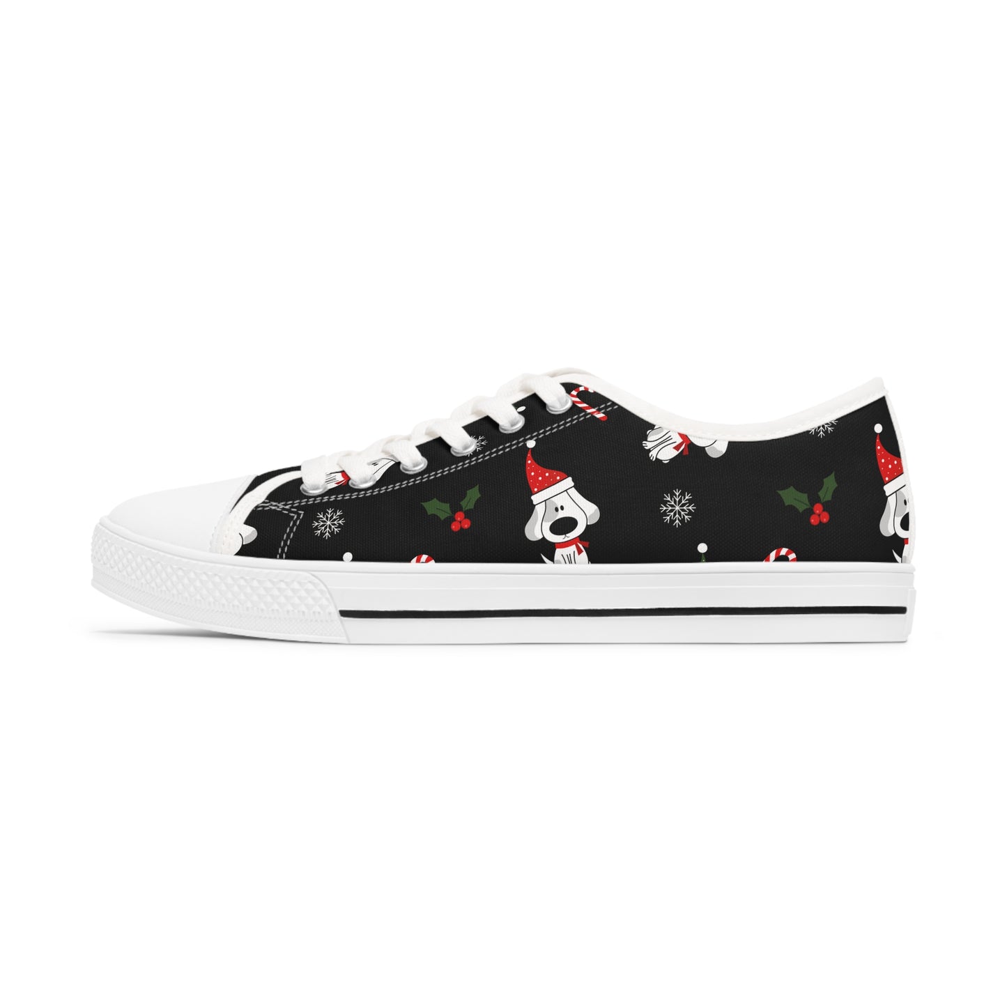 Women's Low Top Sneakers Christmas Holiday Dog Design